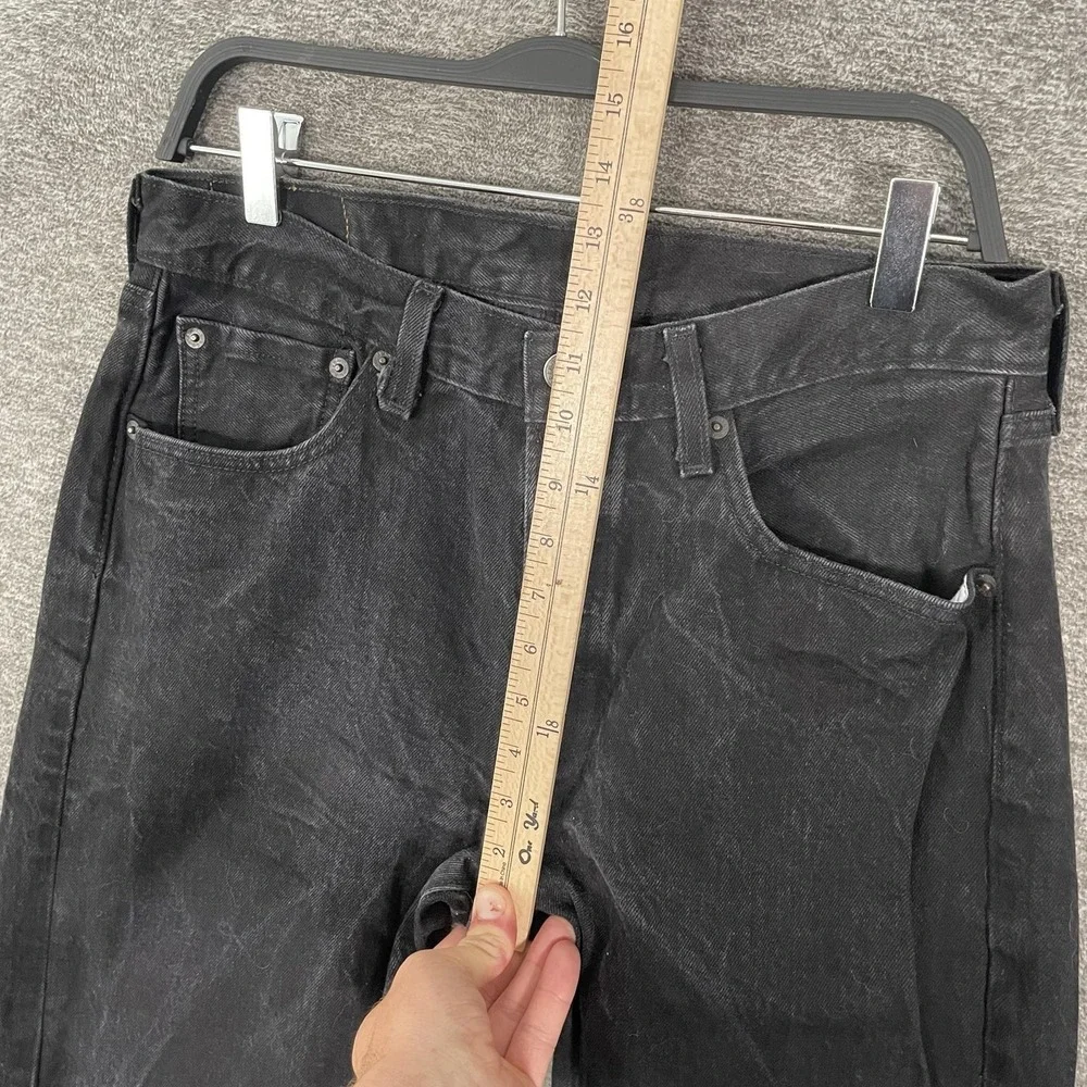 Levis 501 Jeans Mens 32x30 Black Button Fly Straight Leg Stretch Denim Pants